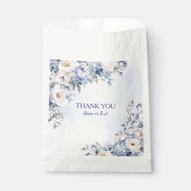 Sacolinha Folhas de marfim de marfim de cor azul-poeirenta (Frente)