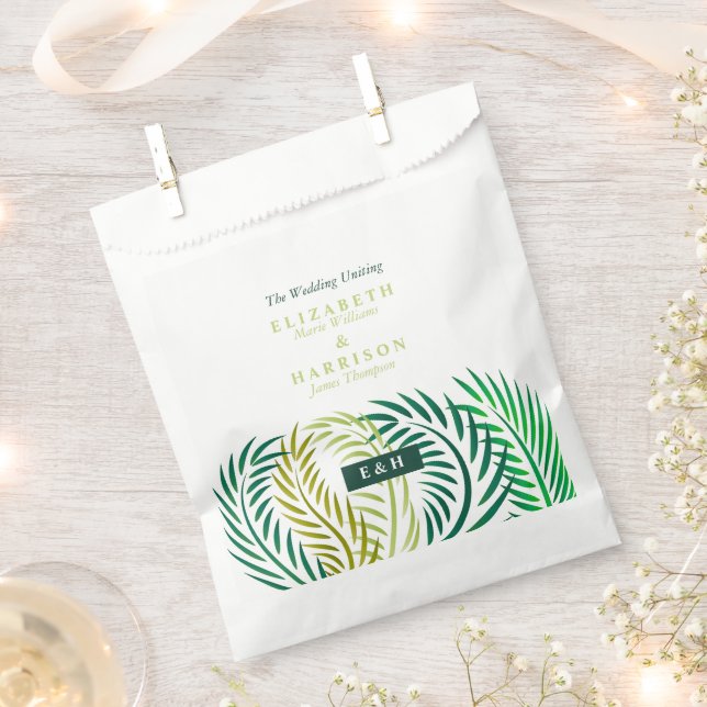 Sacolinha Folhas de Palma Tropicais, Casamento de Praia (Cortado)