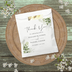Sacolinha Folhas Verdes Elegante Obrigado Casamento