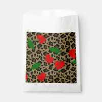 forma cardíaca leopardo-cereja rockabilly
