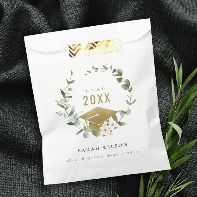 Sacolinha Formatação Dourada do Leafy Botânico Elegante (Criador carregado)