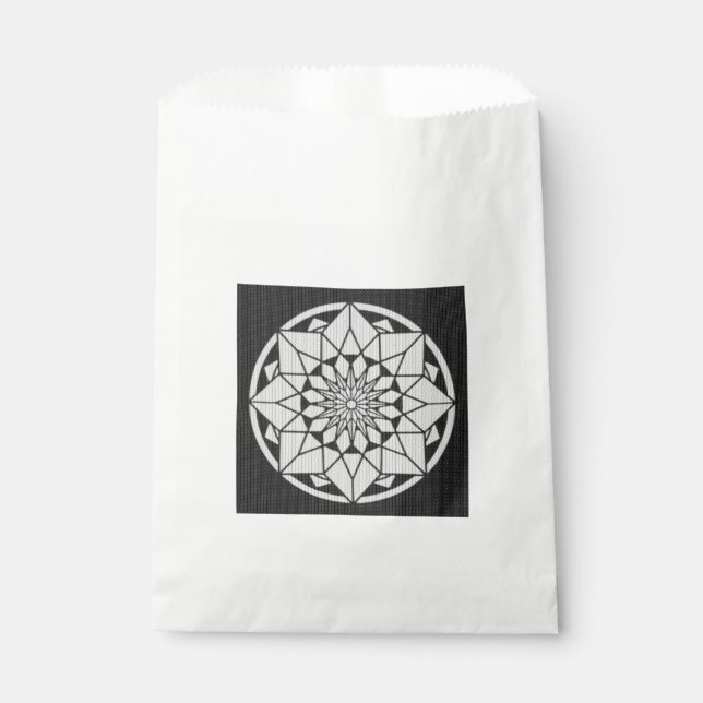 Sacolinha Formigueiro de Star Mandala preto e branco (Frente)