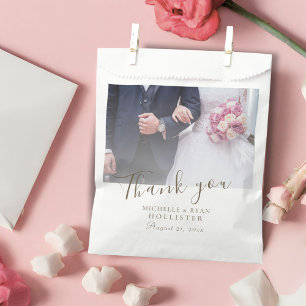 Sacolinha Foto de casamento elegante Obrigado