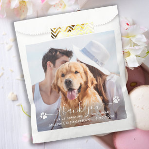 Sacolinha Foto Moderna Obrigado Casamento de Pet Dog Treat