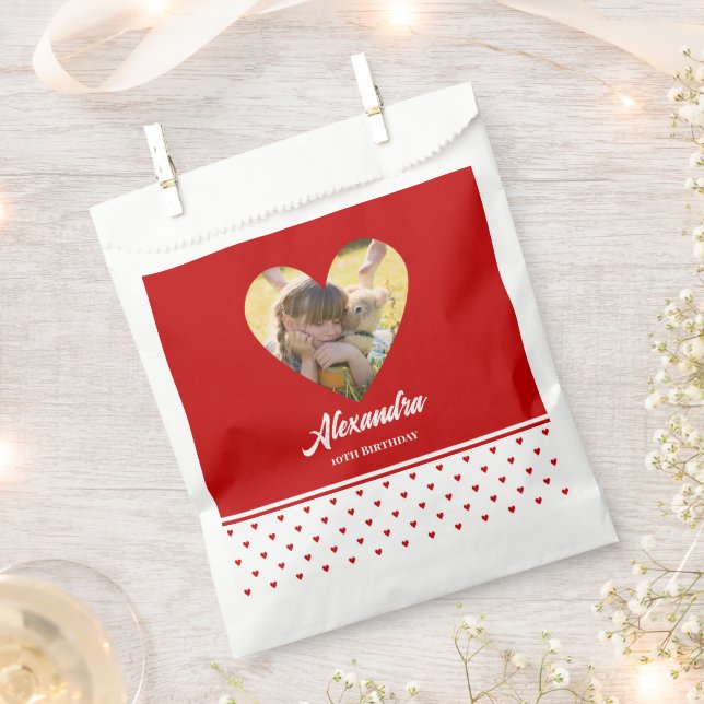 Sacolinha Foto Personalizada Foto Chic Red Heart Frame (Cortado)