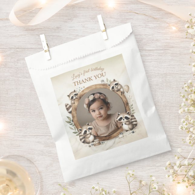 Sacolinha Foto Raccoon para Festas de aniversário para crian (Cortado)