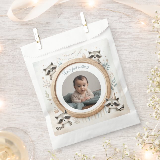 Sacolinha Foto Raccoon para Festas de aniversário para crian (Cortado)