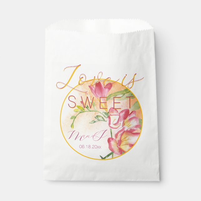 Sacolinha Freesia Tropical Watercolor Love is Sweet (Frente)