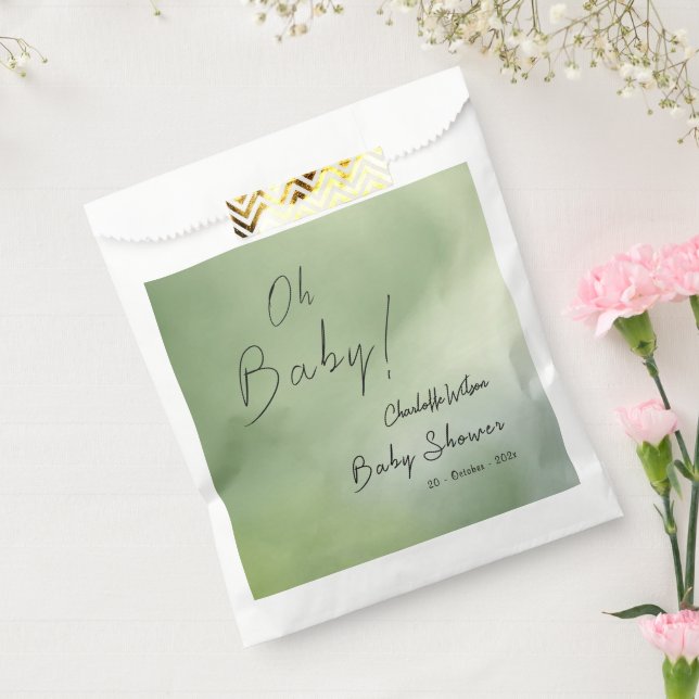 Sacolinha Fundo de Aquarela Verde chá de fraldas (Selado)