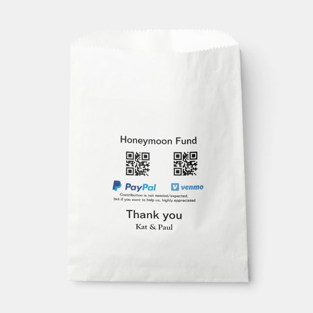 Sacolinha Fundo de lua de mel PayPal Venmo código QR obrigad (Frente)