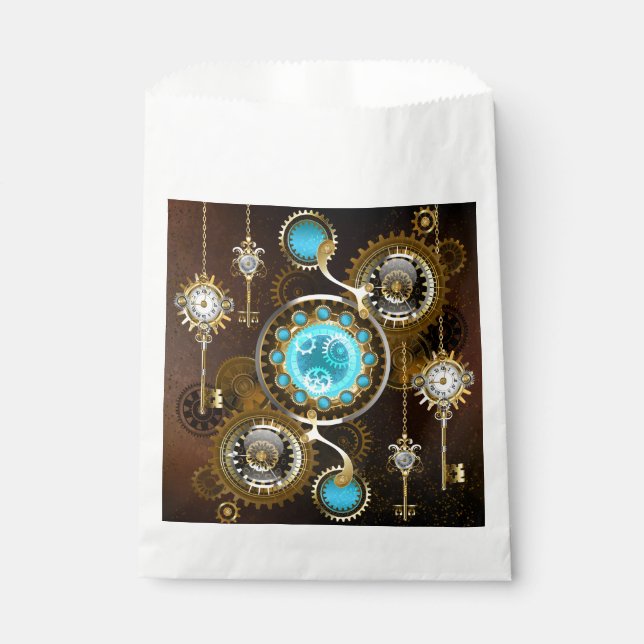 Sacolinha Fundo Rusty Steampunk com Lentes Turquesa (Frente)