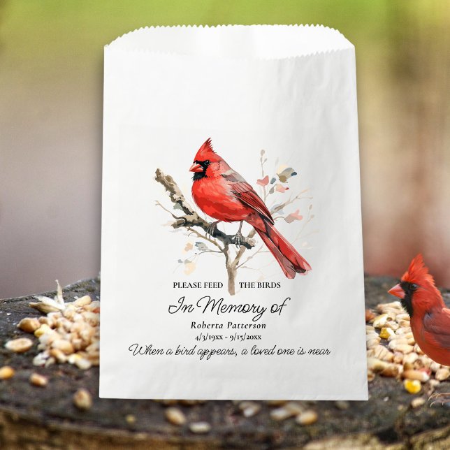Sacolinha Funeral Memorial Favor Cardinal Bird Seed  (Criador carregado)