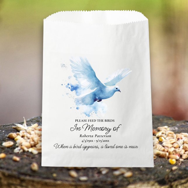 Sacolinha Funeral Memorial Favor White Dove Bird Seed (Criador carregado)
