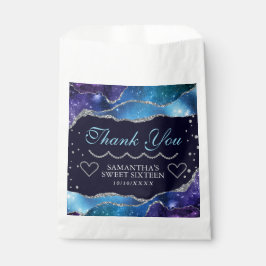 Sacolinha Galáxia estrelada Glitter Prata Ágata Doce 16