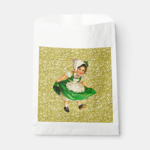 Sacolinha Garota Irlandesa Pequena Vestida Verde Dourada Fau
