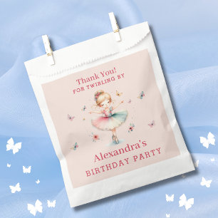 Sacolinha Garota Rosa Ballerina Borboletas Aniversário Obrig