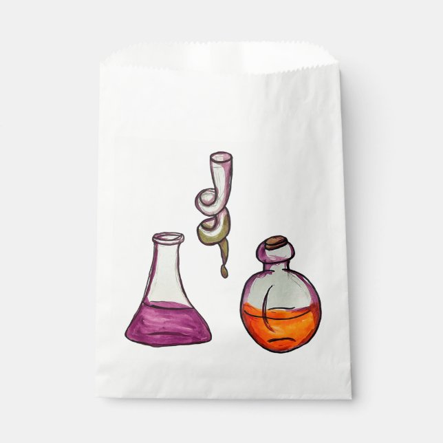 Sacolinha Garrafas de poção de cientista louco (Frente)