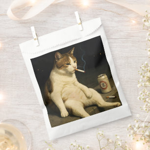 Sacolinha Gatinho de Cigarro Meme Engraçado de Gato Fumando 