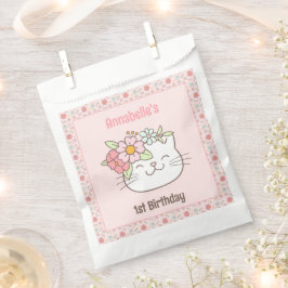 Sacolinha Gatinho Gatinho Gatinho, primeiro aniversario Rosa