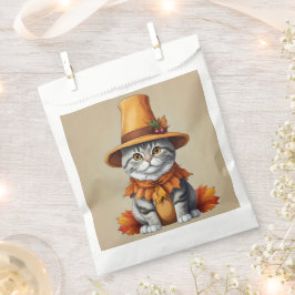 Sacolinha Gato de Ação de Graças encantador e festivo disfar