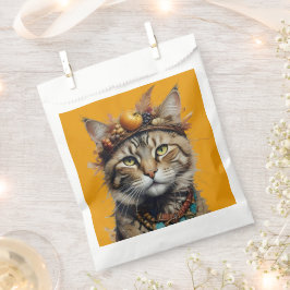 Sacolinha Gato de Ação de Graças encantador e festivo disfar