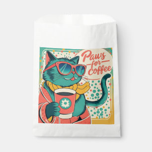 Sacolinha Gato de desenho animado estilo retrô usando óculos