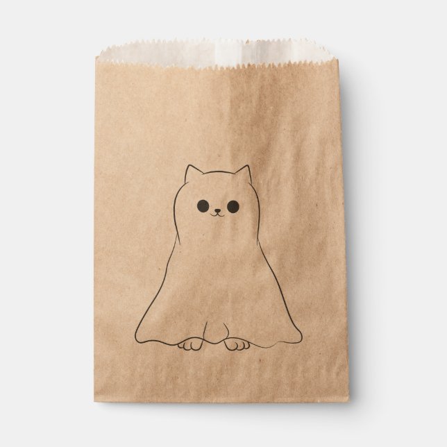 Sacolinha gato fantasma de halloween assustador (Frente)