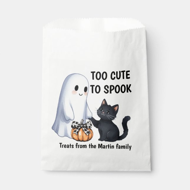 Sacolinha Gato Fantasma De Halloween Muito Bonito Para Falar (Frente)