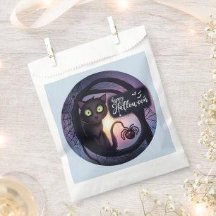 Sacolinha Gato Negra Assustador, Azul, Feliz Dia das Bruxas