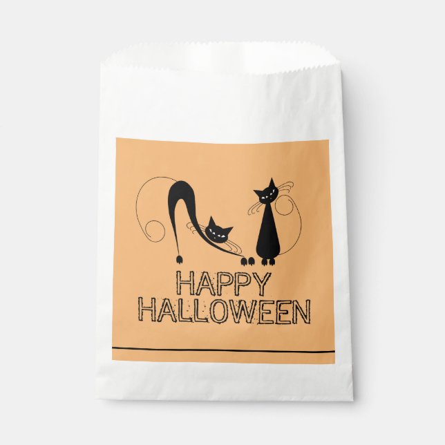 Sacolinha Gato Negro Elegante, Feliz Halloween (Frente)