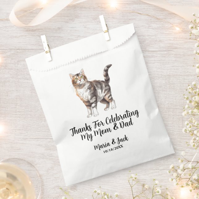 Sacolinha Gato Tigre Casamento Pet Cor Completa  (Cortado)