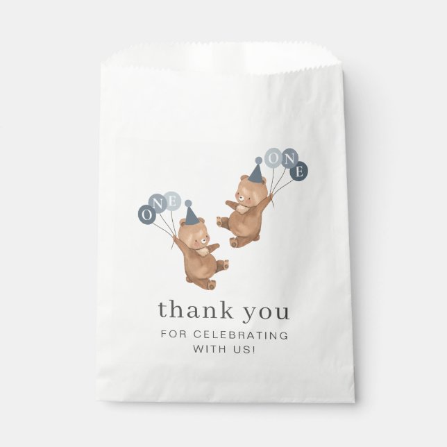 Sacolinha Gêmeos-Meninos - Chapéus de Festa-Ursos - primeiro (Frente)