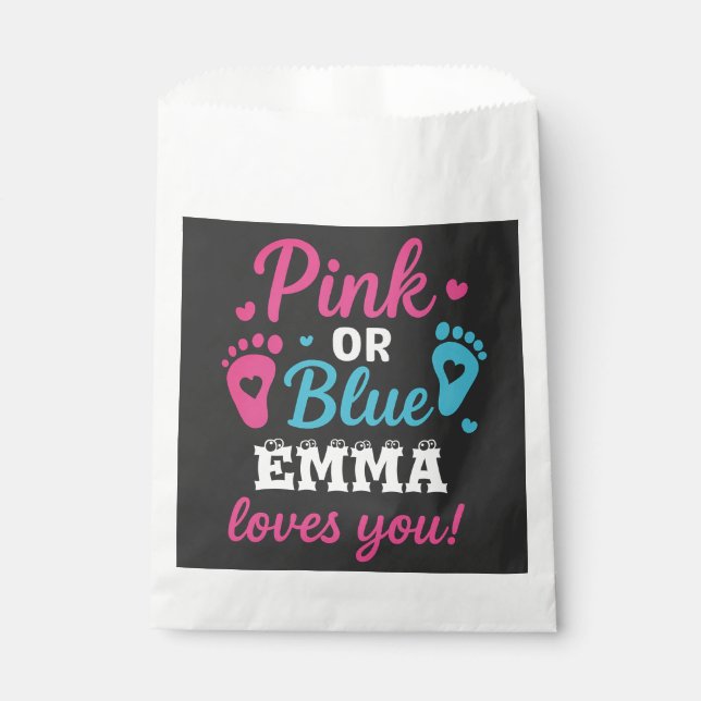 Sacolinha Gênero Personalizado Revelar Rosa ou Azul Bebê (Frente)