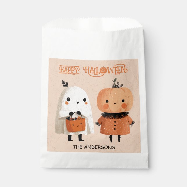 Sacolinha Ghost e Pumpkin Cuto Whimsic Halloween (Frente)