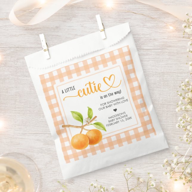 Sacolinha Gingham Orange Baby Shower (Cortado)