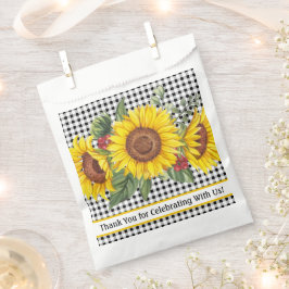 Sacolinha Gingham & Sunflower Favorecem Bag Meninas Eventos 