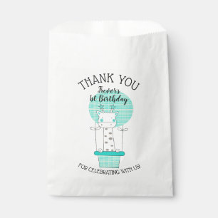 Sacolinha Girafa no Balão de Ar Quente Amarelo Azul Obrigad