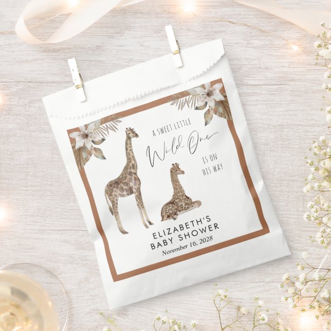 Sacolinha Girafas Boho Watercolor Chá de fraldas (Cortado)