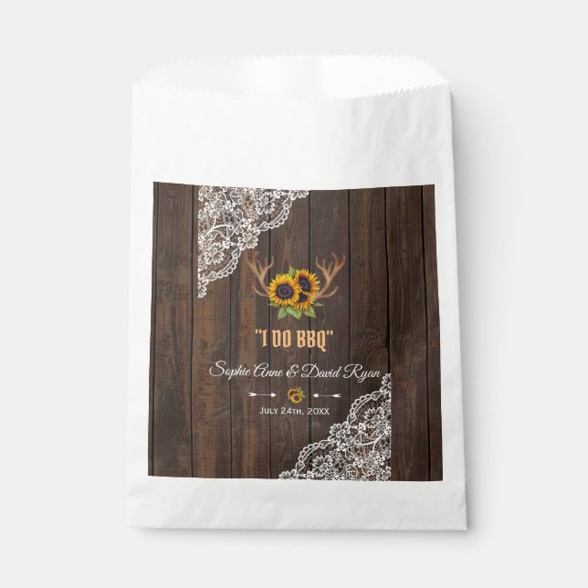 Sacolinha Girassóis Rústicos do Sol Chifres Madeira Renda EU (Frente)