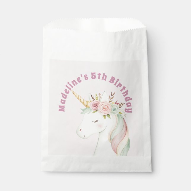 Sacolinha Girls Cute Pink Unicorn Birthday (Frente)