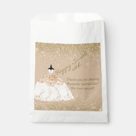 Sacolinha Girly Rosa personalizada Dourada doce 16º aniversá