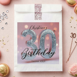 Sacolinha Glam Prata Bola de Discoteca Aniversário de 30 ano