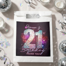 Glam Silver Disco Ball Music Notes 21st Birthday