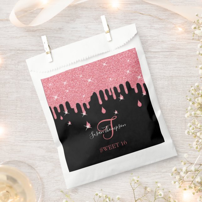 Sacolinha Glitter Cor-de-Rosa Brilhante Garota Doce 16 (Cortado)