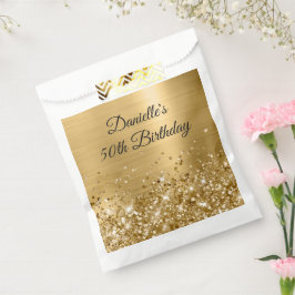 Sacolinha Glittery Gold Foil 50th Birthday