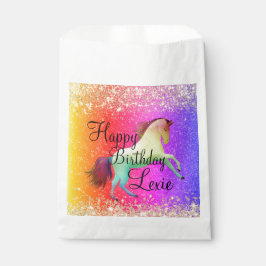 Sacolinha Glittery Rainbow Unicorn Birthday Personalizado