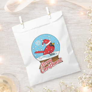 Sacolinha Globo de Neve com Cardeal Vermelho Bonito