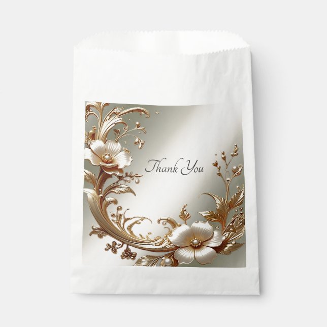 Sacolinha Gold Floral Favor Bag (Frente)