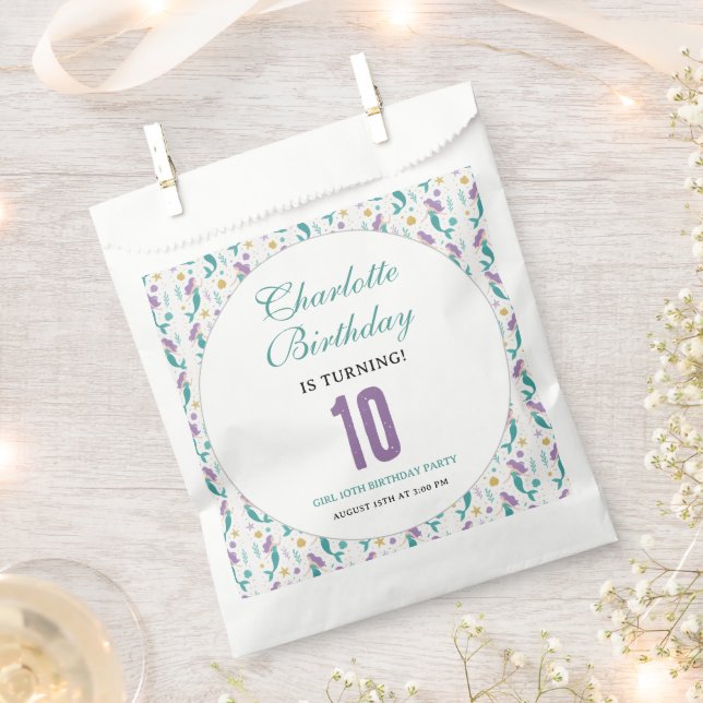 Sacolinha Gold Little Mermaid 10th Birthday | Under the Sea (Cortado)