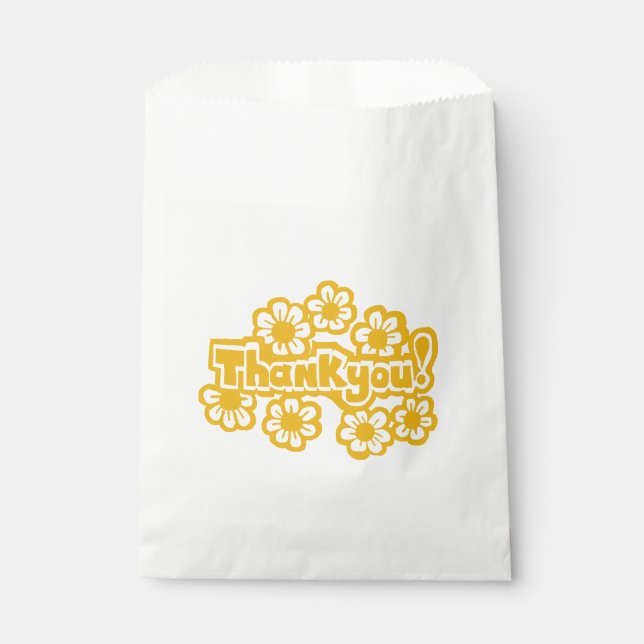 Sacolinha Golden Flowers Thank you! (Frente)